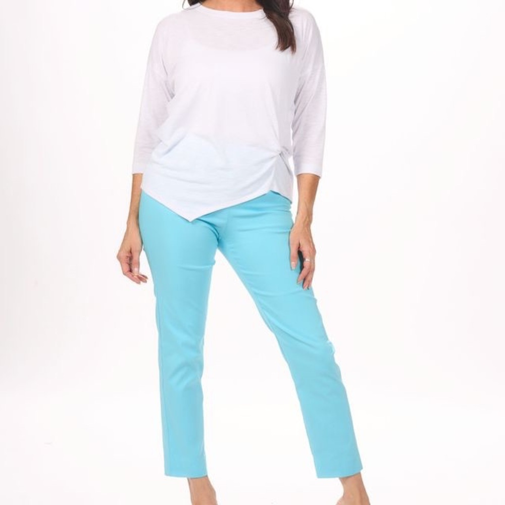 Straight Leg Women's Pants in Aqua Blue